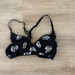 Upside boxing glove print sports bra